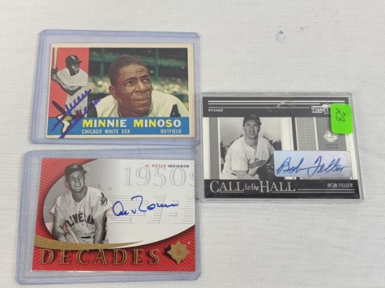 Indian signed lot: Feller & Rosen (both factory signed), Minoso