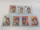 1954 Topps baseball cards #s 26, 27, 28, 29, 31, 33, 34 includes Jim Hegan