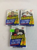 1988 Fleer baseball Cello packs (3) with Puckett, Bonds, Burk on top