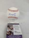 Michael Brantley signed MLB ball with blue ink on the sweet spot, JSA