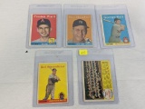 1958 Topps lot of 5: with Dodger's Team Card plus Kell, Slaughter, Ward (SP), Schoendienst