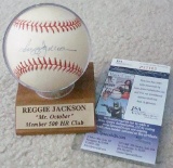 Reggie Jackson single signed Official American League baseball. JSA COA