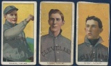 Lot of three 1909-11 T206 Cleveland Naps tobacco cards Sweet Caporal backs