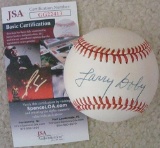 Larry Doby single signed Official American League baseball. JSA COA