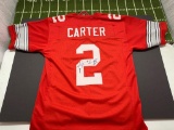 Cris Carter signed Red Ohio State Buckeyes Custom Jersey