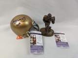 Paul Hornung signed mini-helmet & signed Hartland statue, both JSA