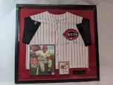 Pete Rose signed jersey , Magazine cover & small photo: matted, framed, certed