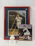 Rocky Colavito group signed ball & picture & advertising photo, certed