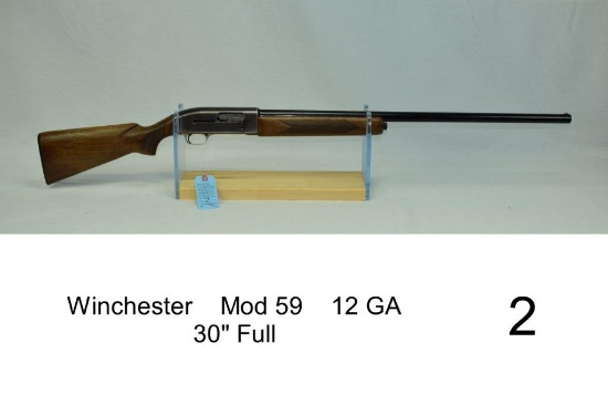 Winchester    Mod 59    12 GA    30" Full    SN: 24487    "Stock & Forearm Cracked"    Condition: 50