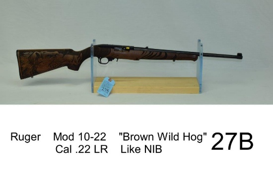 Ruger    Mod 10-22    "Brown Wild Hog"    Cal .22 LR    SN: 0009-91806    Condition: Like NIB