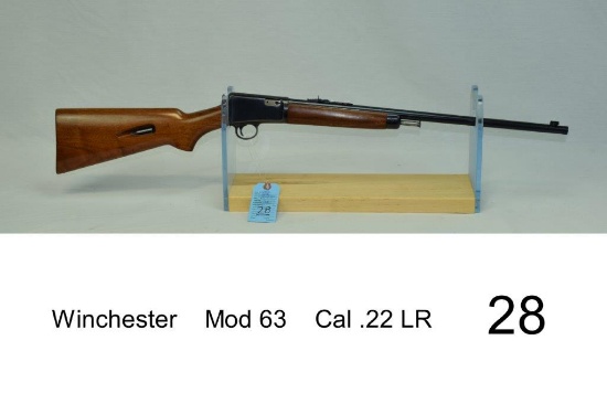 Winchester    Mod 63    Cal .22 LR    SN: 66906    "Stock refinished or replaced"    Condition: 70%