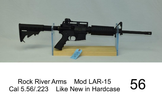 Rock River Arms    Mod LAR-15    Cal 5.56/.223    SN: KT1220586    Condition: Like New in Hardcase