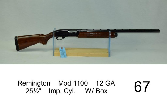 Remington    Mod 1100    12 GA    25½"    Imp. Cyl.     SN: N599000V    Condition: 90% W/ Box
