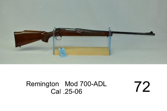 Remington   Mod 700-ADL    Cal .25-06    SN: A6596499    "Scratch on barrel"    Condition: 60%