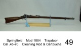 Springfield    Mod 1884    Trapdoor    Cal .45-70    SN: 298225    Cleaning Rod & Cartouche    Carto