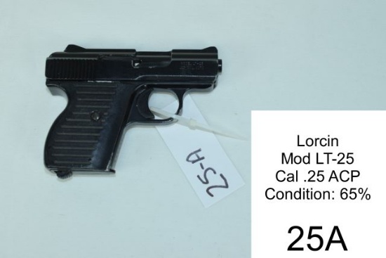 Lorcin    Mod LT-25    Cal .25 ACP    Condition: 65%