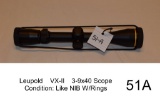 Leupold    VX-II    3-9x40 Scope    Condition: Like NIB W/Rings