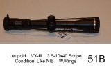Leupold    VX-III    3.5-10x40 Scope    Condition: Like NIB    W/Rings
