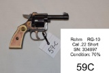 Rohm    RG-10    Cal .22 Short    SN: 334897    Condition: 70%