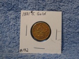 1881 $5. LIBERTY HEAD GOLD PIECE XF