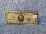 1929 $20. NATIONAL CURRENCY NOTE NEW YORK, NY. VF