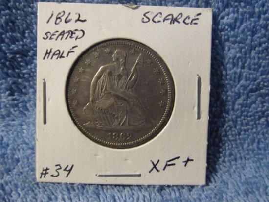 1862 SEATED HALF XF