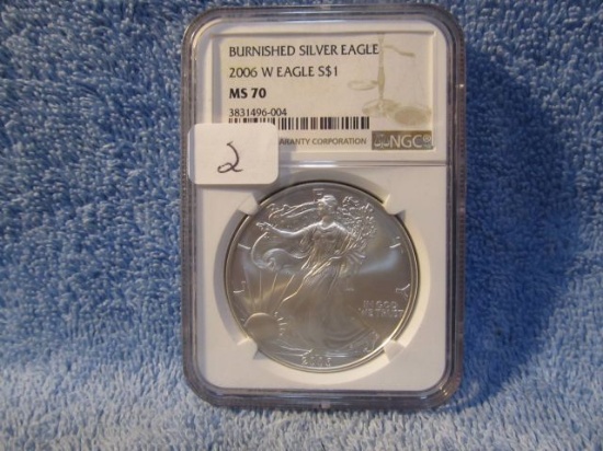 2006W SILVER EAGLE NGC MS70 BURNISHED
