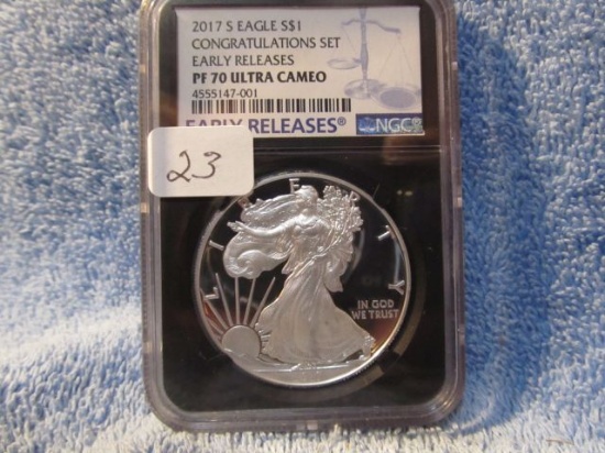 2017S SILVER EAGLE NGC PF70 ULTRA CAMEO EARLY RELEASES