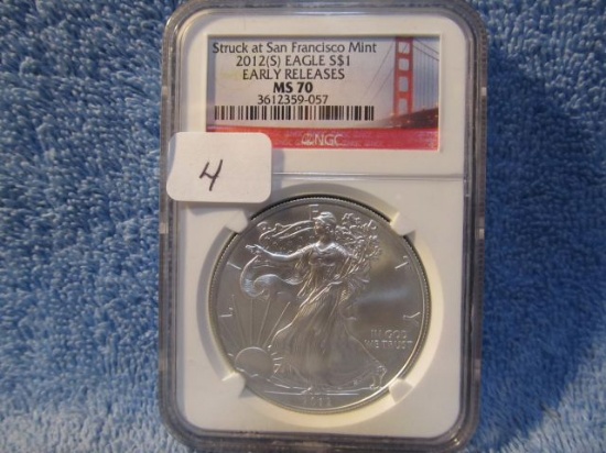 2012(S) SILVER EAGLE NGC MS70 EARLY RELEASES