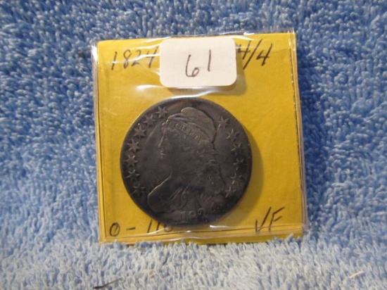 1824 BUST HALF 4/4 OVERTON-110 RARE VF