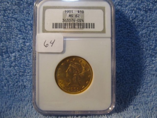 1901 $10. LIBERTY HEAD GOLD NGC MS62