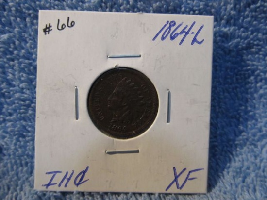 1864L INDIAN HEAD CENT BOLD-L XF