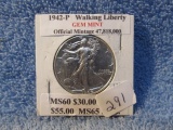 1942 WALKING LIBERTY HALF AU