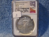 2008W SILVER EAGLE NGC MS70 BURNISHED MIKE CASTLE SIGNATURE