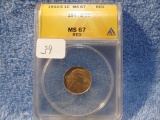 1944S LINCOLN CENT ANACS MS67 RED GREYSHEET LIST $65.