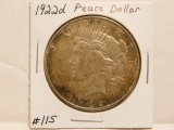 1922D PEACE DOLLAR