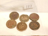 6 COPPER-NICKEL INDIAN HEAD CENTS 1859-62