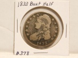 1833 BUST HALF (INITIALS ENGRAVED ON OBV.)