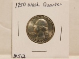 1950 WASHINGTON QUARTER BU