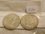 1948P,D, FRANKLIN HALVES (2-COINS)