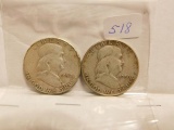 1950P,D, FRANKLIN HALVES (2-COINS)