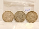 1952P,D,S, FRANKLIN HALVES (3-COINS)
