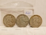 1953P,D,S, FRANKLIN HALVES (3-COINS)
