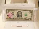 1976 U.S. $2. NOTE FIRST DAY OF ISSUE W/STAMPS CU