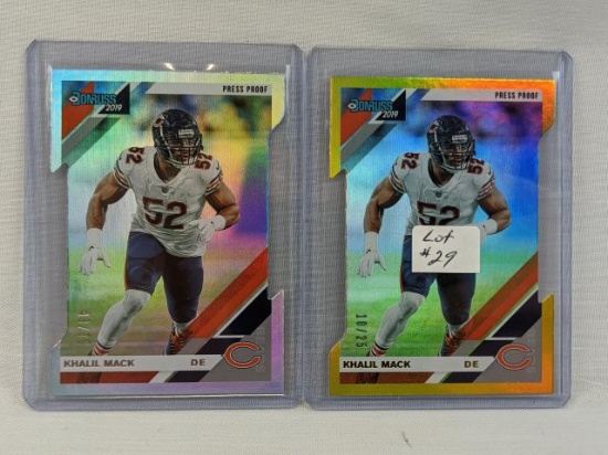 Lot of 2 Khalil Mack Press Proof Serial Numbered Cards