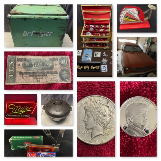 Coins, Silver, Primitives, Ford Pinto and more