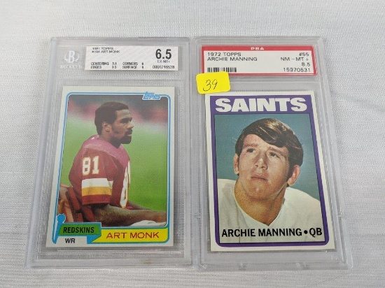 Archie Manning rookie, PSA & Art Monk rookie, Beckett