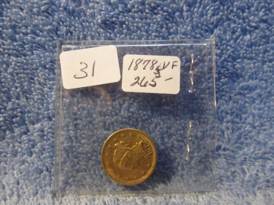 1878S $2.50 LIBERTY HEAD GOLD PIECE XF