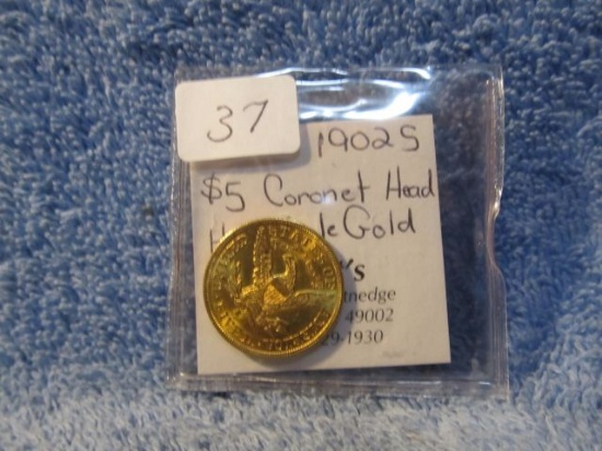 1902S $5. LIBERTY HEAD GOLD PIECE UNC