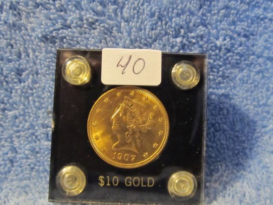 1907 $10. LIBERTY HEAD GOLD PIECE BU